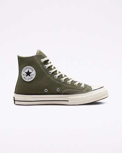 Converse Chuck 70 Canvas Höga Sneakers Dam Olivgröna/Svarta | Sverige-03519