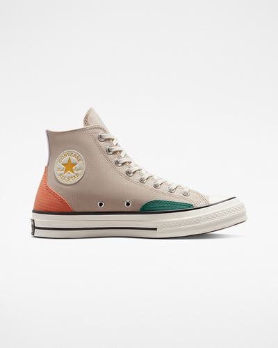 Converse Chuck 70 Color Block Höga Sneakers Dam Beige/Gröna/Orange | Sverige-85402