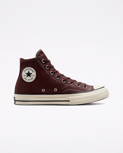 Converse Chuck 70 Leather Höga Sneakers Dam Vinröda | Sverige-15804