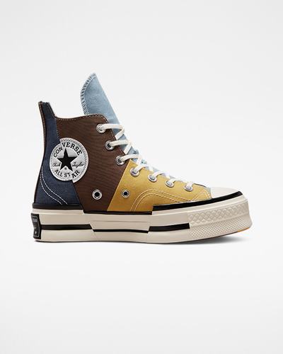 Converse Chuck 70 Plus Höga Sneakers Dam Bruna/Marinblå | Sverige-82637