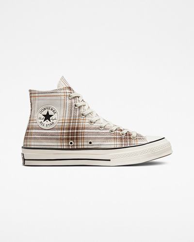 Converse Chuck 70 Tartan Höga Sneakers Herr Beige/Svarta | Sverige-42801