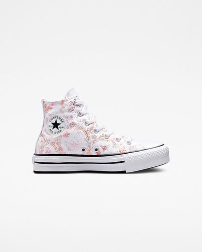 Converse Chuck Taylor All Star EVA Lift Höga Sneakers Tjej Vita/Rosa/Svarta | Sverige-54609