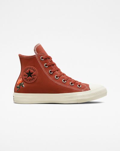 Converse Chuck Taylor All Star Embroidered Roses Höga Sneakers Dam Orange | Sverige-30625