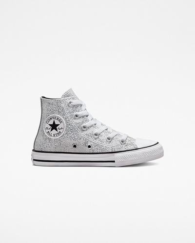 Converse Chuck Taylor All Star Glitter Höga Sneakers Tjej Silver/Grå/Svarta | Sverige-89471