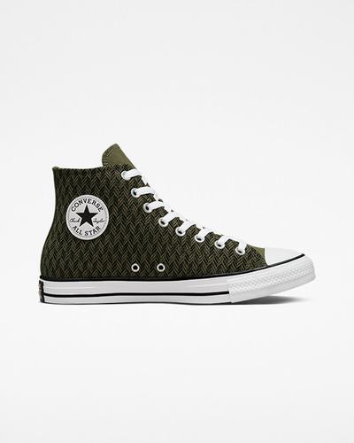 Converse Chuck Taylor All Star Herringbone Höga Sneakers Herr Olivgröna/Svarta/Vita | Sverige-30561