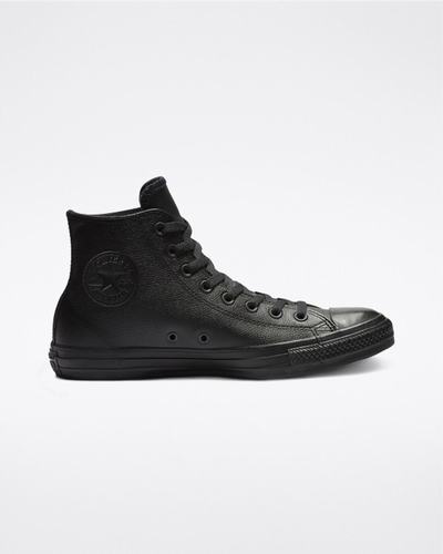 Converse Chuck Taylor All Star Leather Höga Sneakers Dam Svarta | Sverige-04729