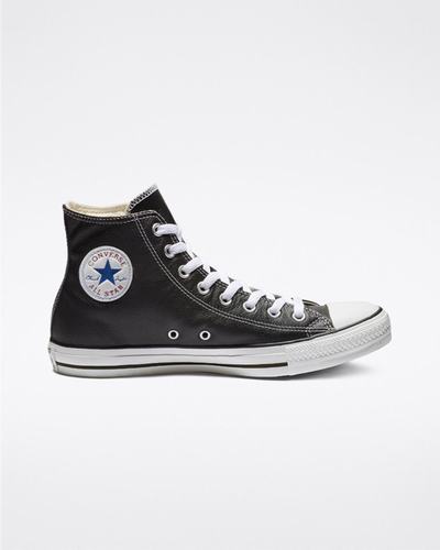 Converse Chuck Taylor All Star Leather Höga Sneakers Dam Svarta | Sverige-36241