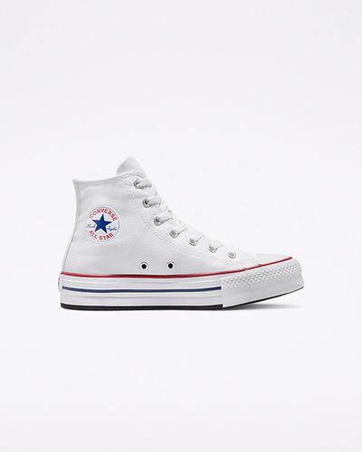 Converse Chuck Taylor All Star Lift Höga Sneakers Tjej Vita/MörkRöda/Marinblå | Sverige-53701