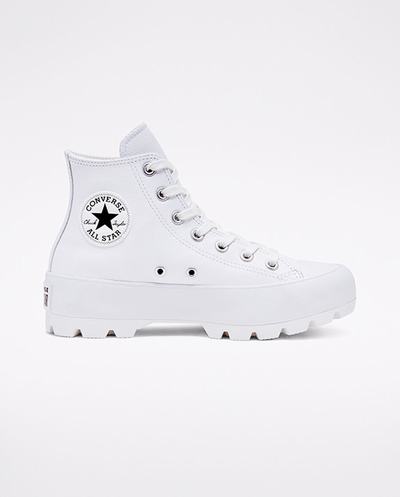 Converse Chuck Taylor All Star Lugged Leather Höga Sneakers Dam Vita/Svarta/Vita | Sverige-91274