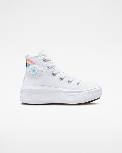 Converse Chuck Taylor All Star Move Höga Sneakers Tjej Vita/Blå/Rosa | Sverige-92307