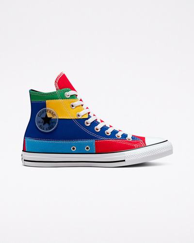 Converse Chuck Taylor All Star Patchwork Höga Sneakers Dam Röda/Blå | Sverige-24189