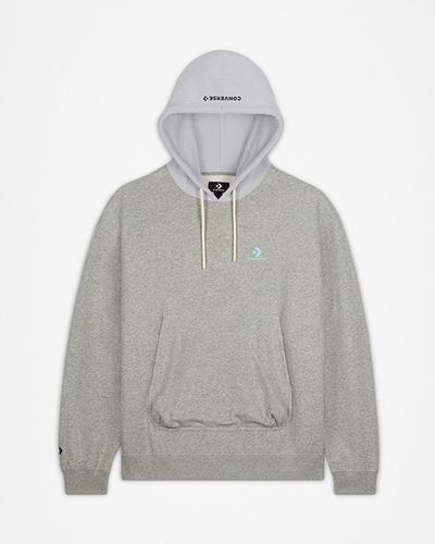 Converse Colorblock Logo Pullover Hoodie Herr Grå | Sverige-96730