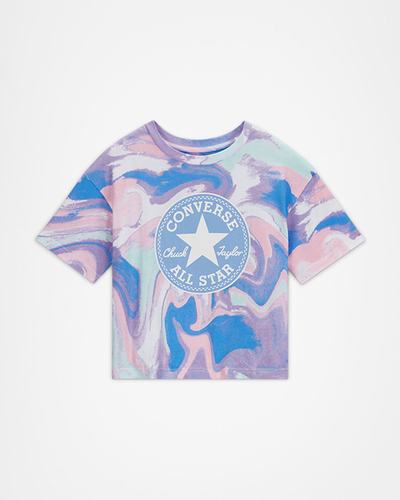 Converse Dye Printed Chuck Taylor Patch Boxy T-shirt Tjej Kungsblått | Sverige-67039