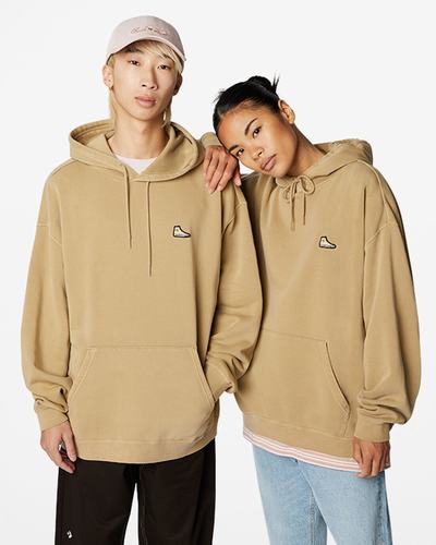 Converse Go-To Sneaker Patch Loose Fit Pullover Hoodie Herr Khaki | Sverige-20753