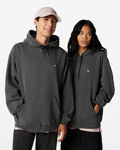 Converse Go-To Sneaker Patch Loose Fit Pullover Hoodie Herr Svarta | Sverige-38069