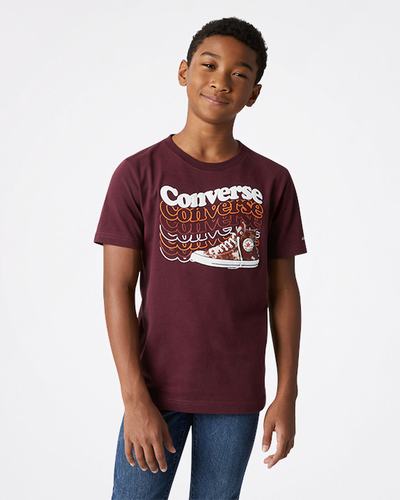 Converse Wavy Wordmark Sneaker T-shirt Pojke MörkBurgundy | Sverige-84109