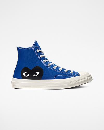 Converse x Comme des Garçons PLAY Chuck 70 Höga Sneakers Herr Blå/Svarta | Sverige-05749