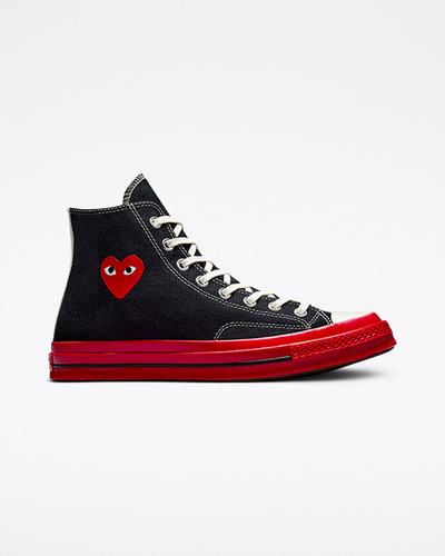 Converse x Comme des Garçons PLAY Chuck 70 Höga Sneakers Dam Svarta/Röda | Sverige-85436