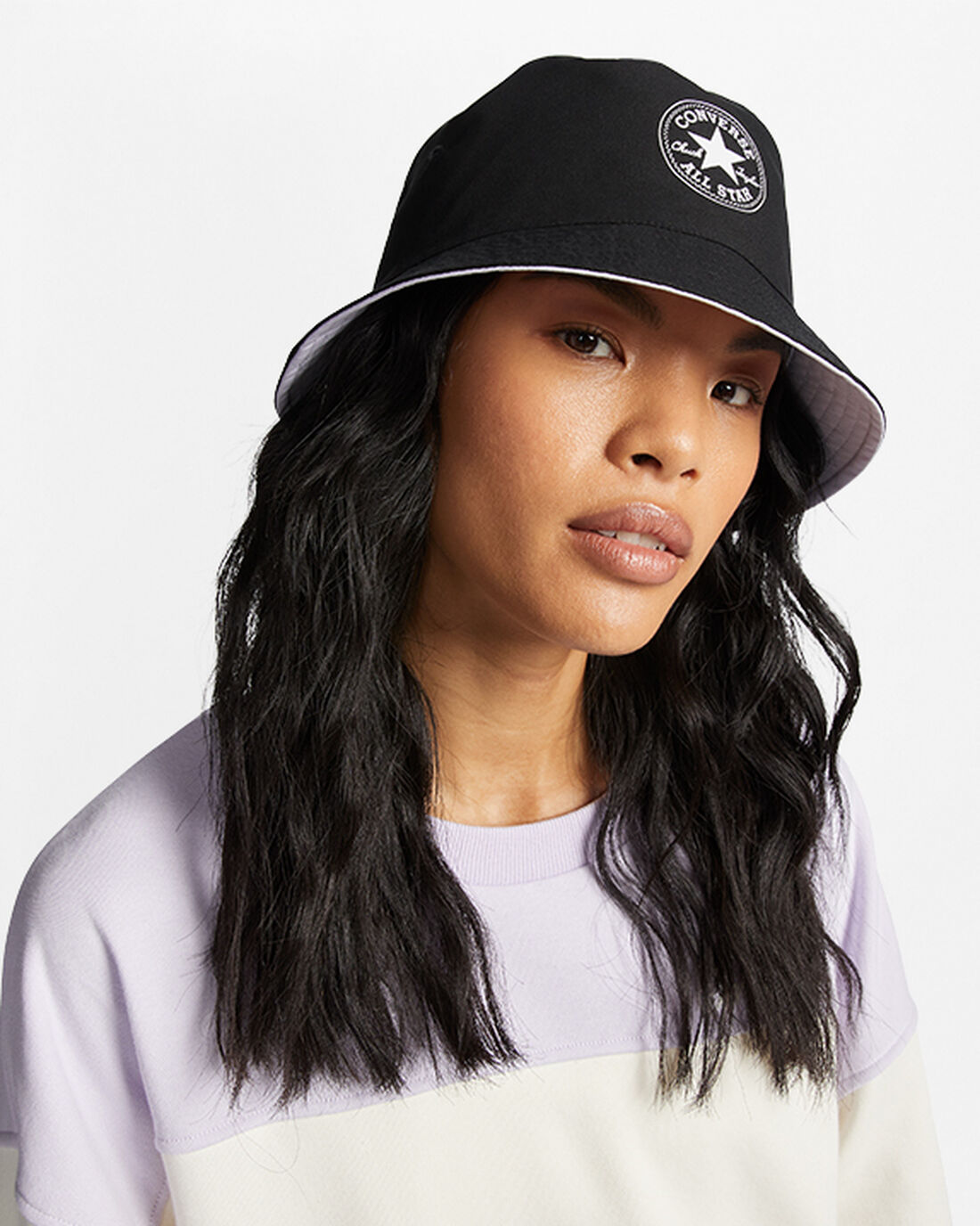 Converse All Star Patch Reversible Bucket Hatt Dam Lila/Svarta | Sverige-93058