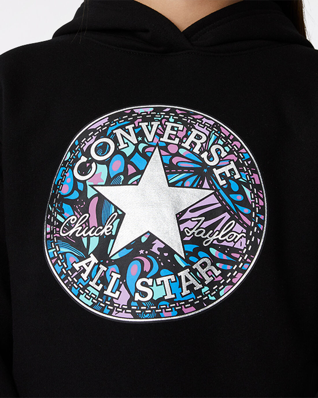 Converse Boxy Chuck Taylor Patch Pullover Hoodie Tjej Svarta | Sverige-12659