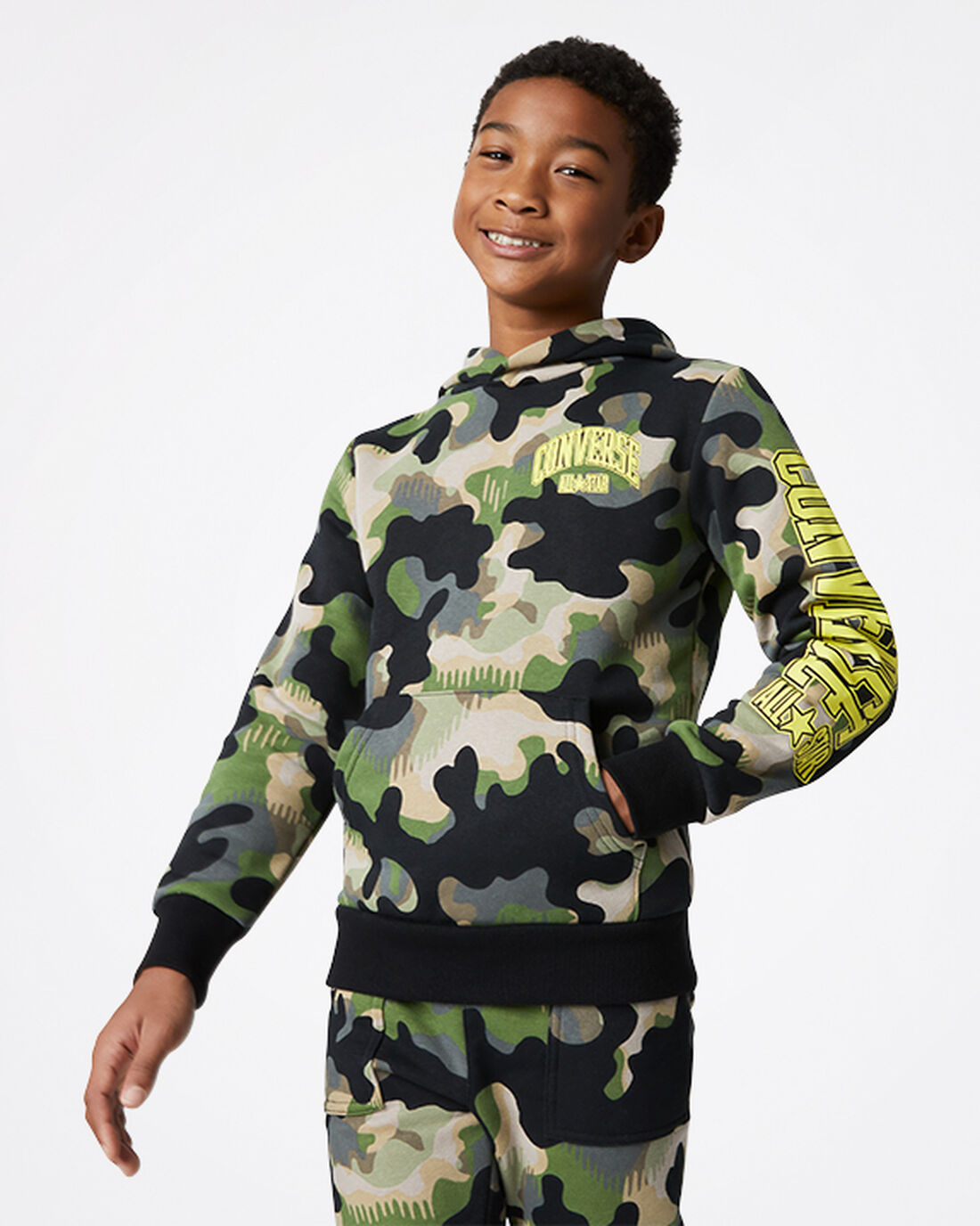 Converse Camo Pullover Hoodie Pojke Olivgröna | Sverige-63982