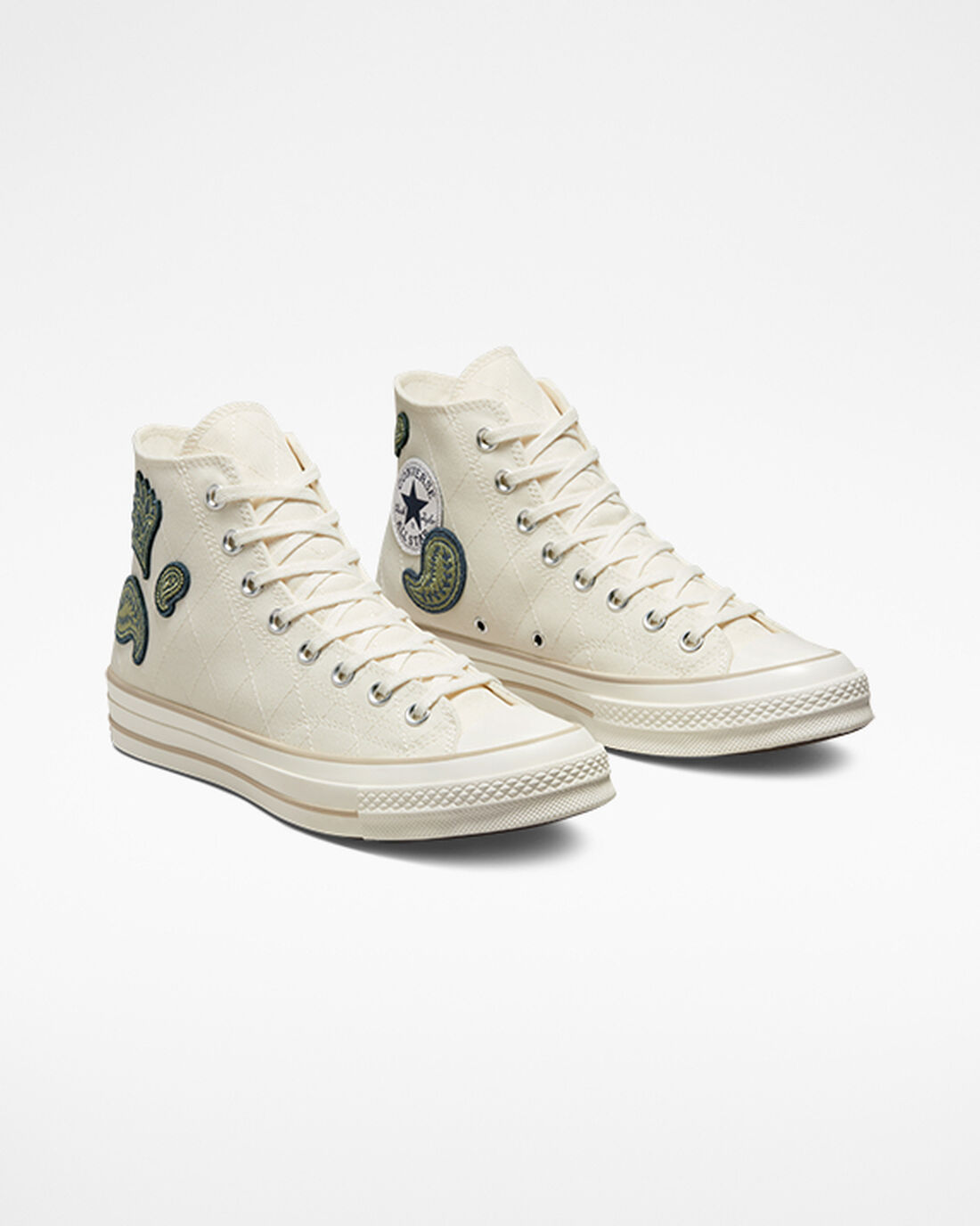 Converse Chuck 70 Crafted Patches Höga Sneakers Herr Beige/Marinblå/Gröna | Sverige-16702