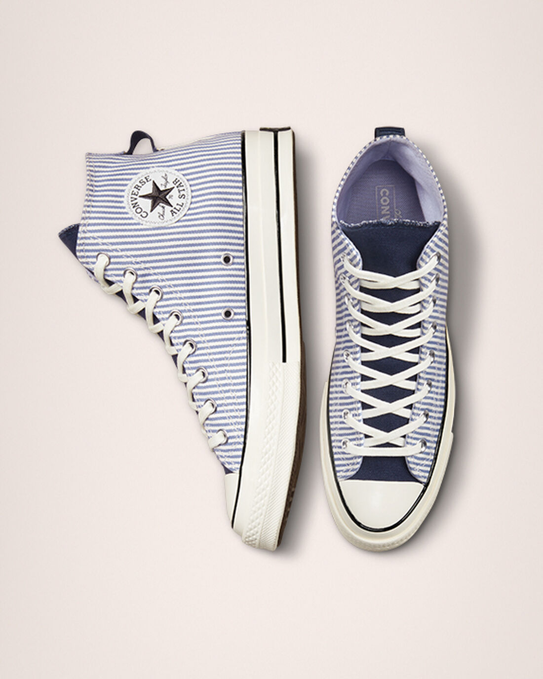 Converse Chuck 70 Crafted Stripe Höga Sneakers Herr Tvätt Indigo/Svarta | Sverige-29034