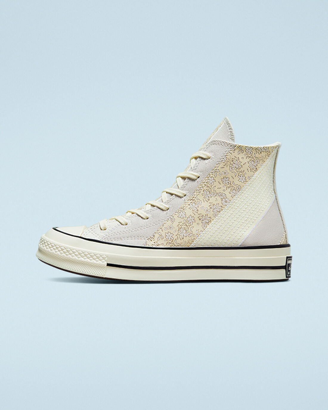 Converse Chuck 70 Embroidered Floral Höga Sneakers Dam Beige/Svarta | Sverige-49736