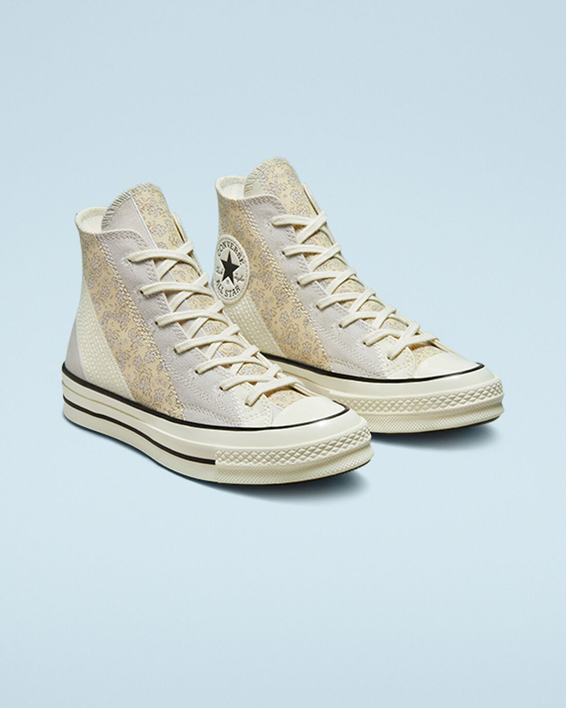 Converse Chuck 70 Embroidered Floral Höga Sneakers Dam Beige/Svarta | Sverige-49736