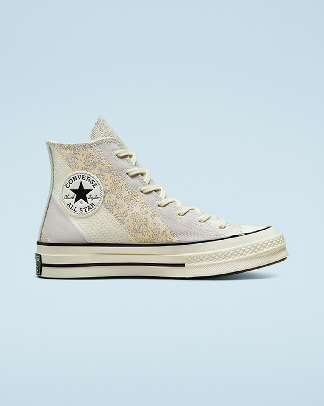 Converse Chuck 70 Embroidered Floral Höga Sneakers Dam Beige/Svarta | Sverige-49736