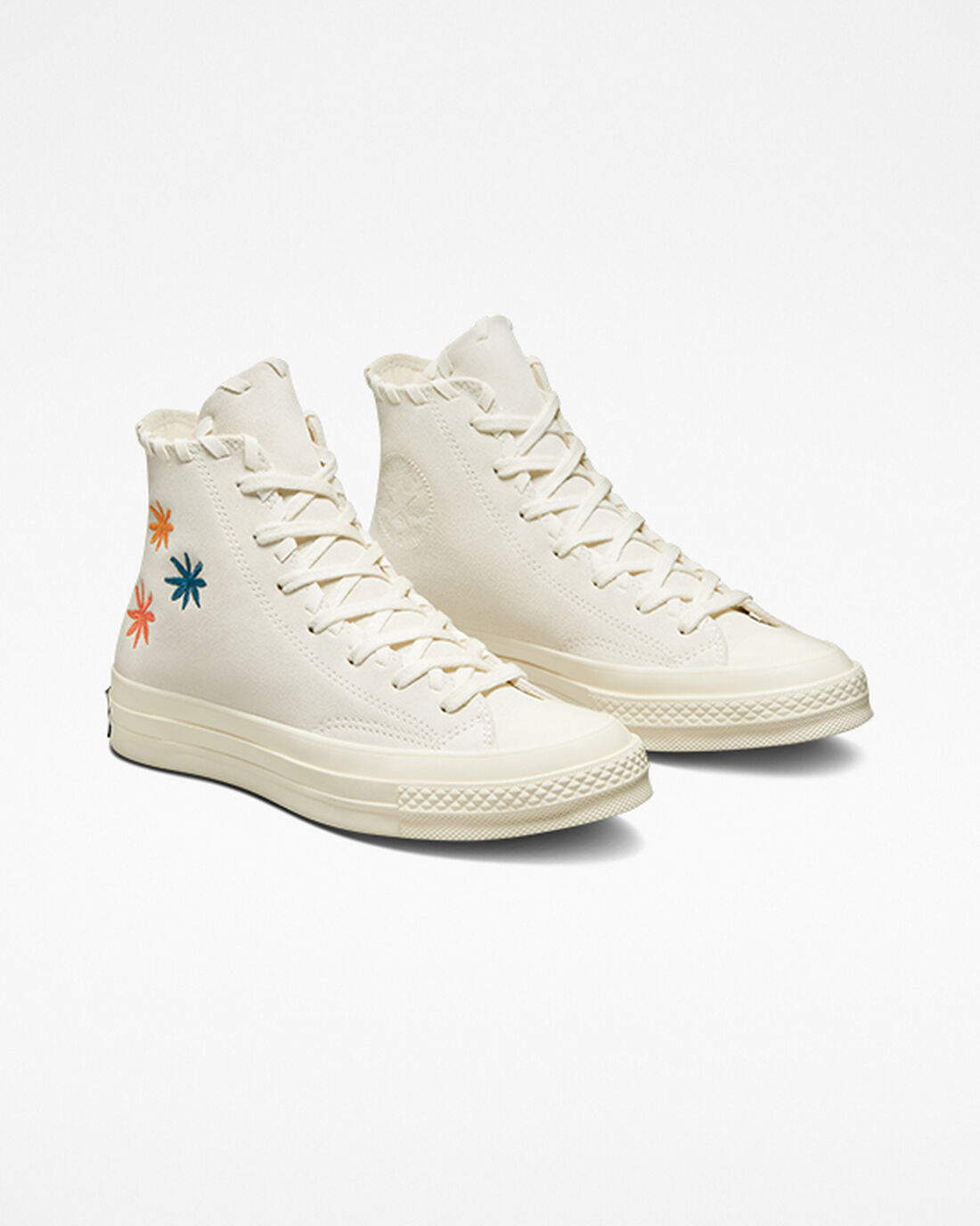 Converse Chuck 70 Embroidered Florals Höga Sneakers Dam Beige/Beige Vita | Sverige-87693