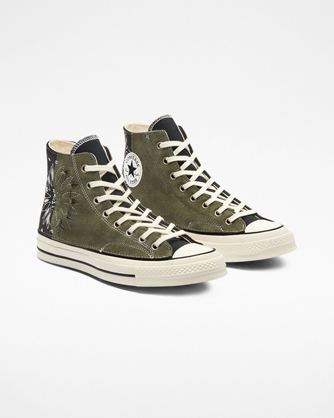 Converse Chuck 70 LTD Paisley Suede Höga Sneakers Dam Svarta Gröna | Sverige-43209