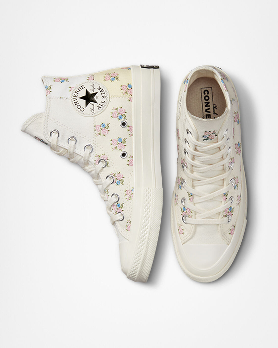 Converse Chuck 70 Patchwork Floral Höga Sneakers Dam Beige/Vita | Sverige-87352