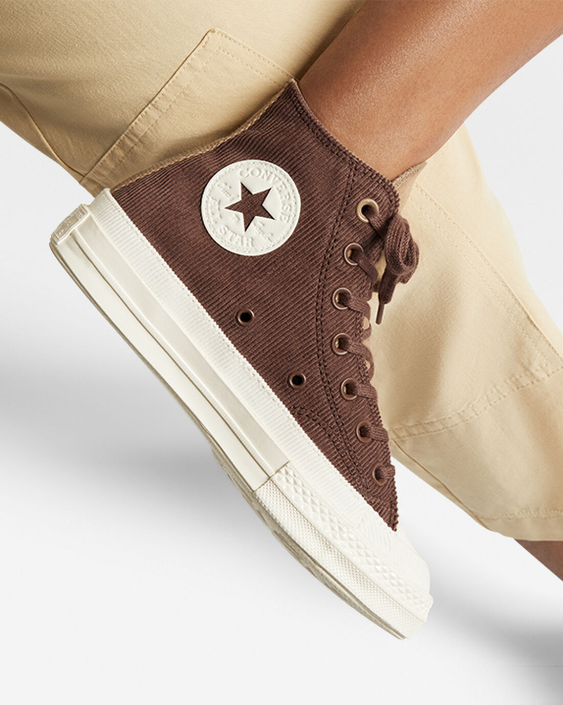 Converse Chuck 70 Stretch Corduroy Höga Sneakers Dam Bruna/Khaki | Sverige-14792