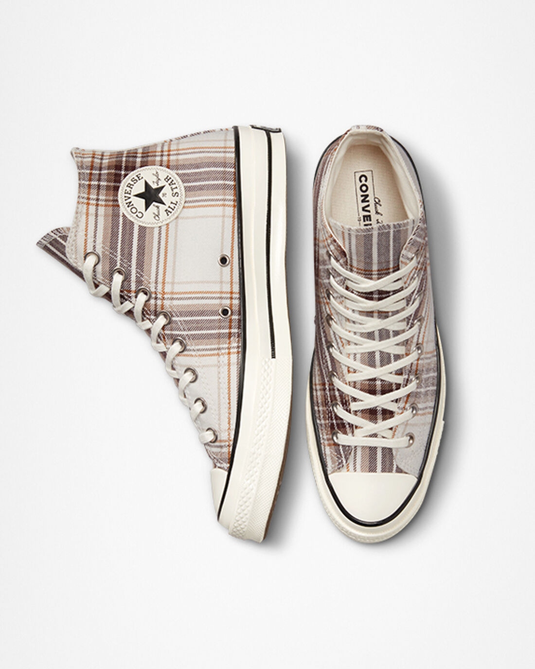 Converse Chuck 70 Tartan Höga Sneakers Dam Beige/Svarta | Sverige-53816