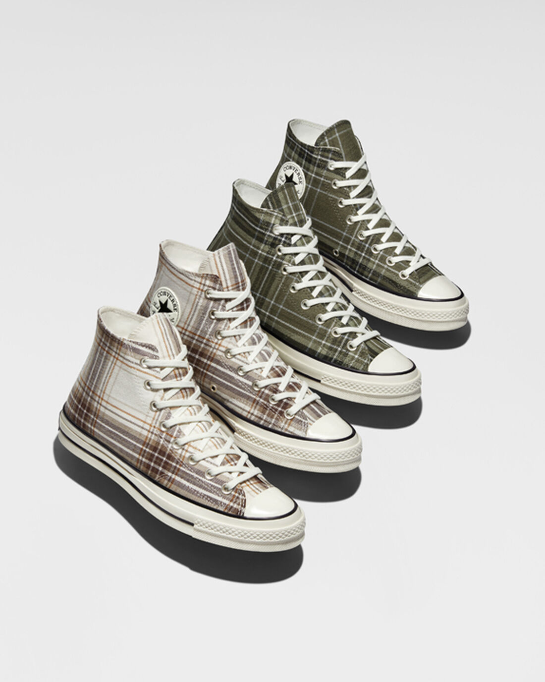 Converse Chuck 70 Tartan Höga Sneakers Dam Beige/Svarta | Sverige-53816