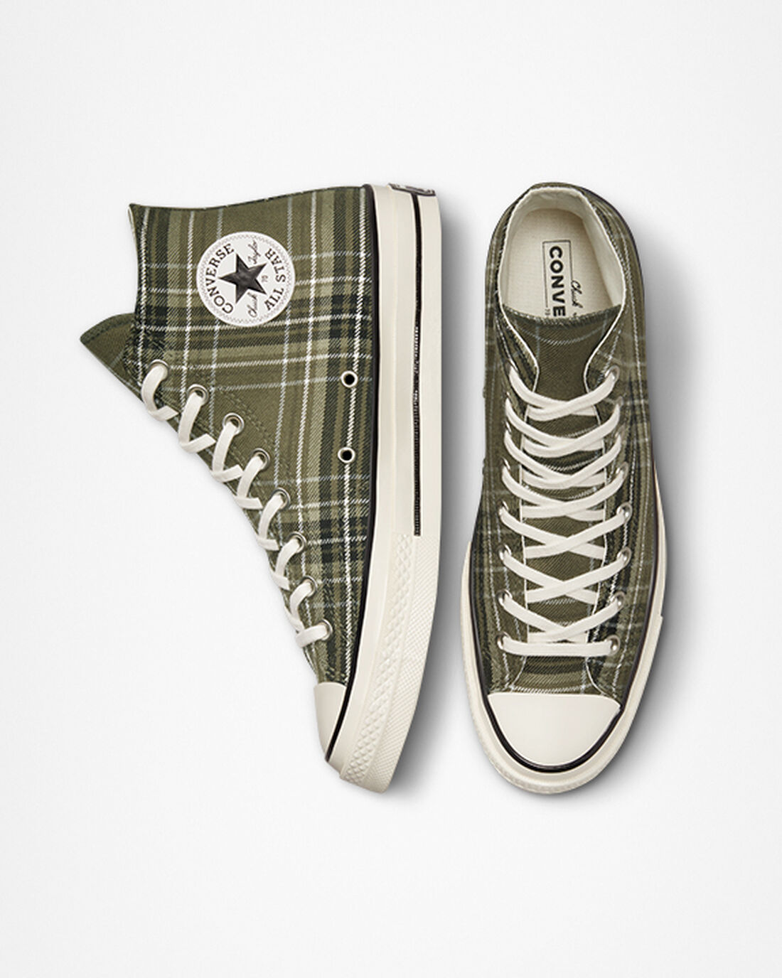 Converse Chuck 70 Tartan Höga Sneakers Dam Olivgröna/Svarta | Sverige-54310