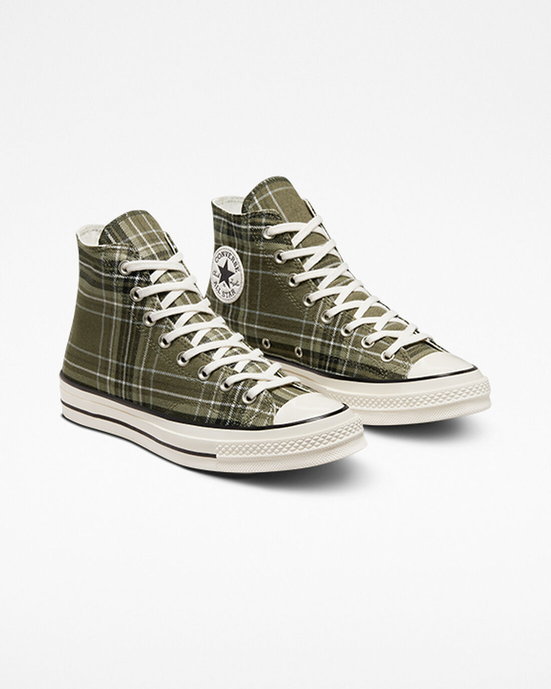 Converse Chuck 70 Tartan Höga Sneakers Dam Olivgröna/Svarta | Sverige-54310