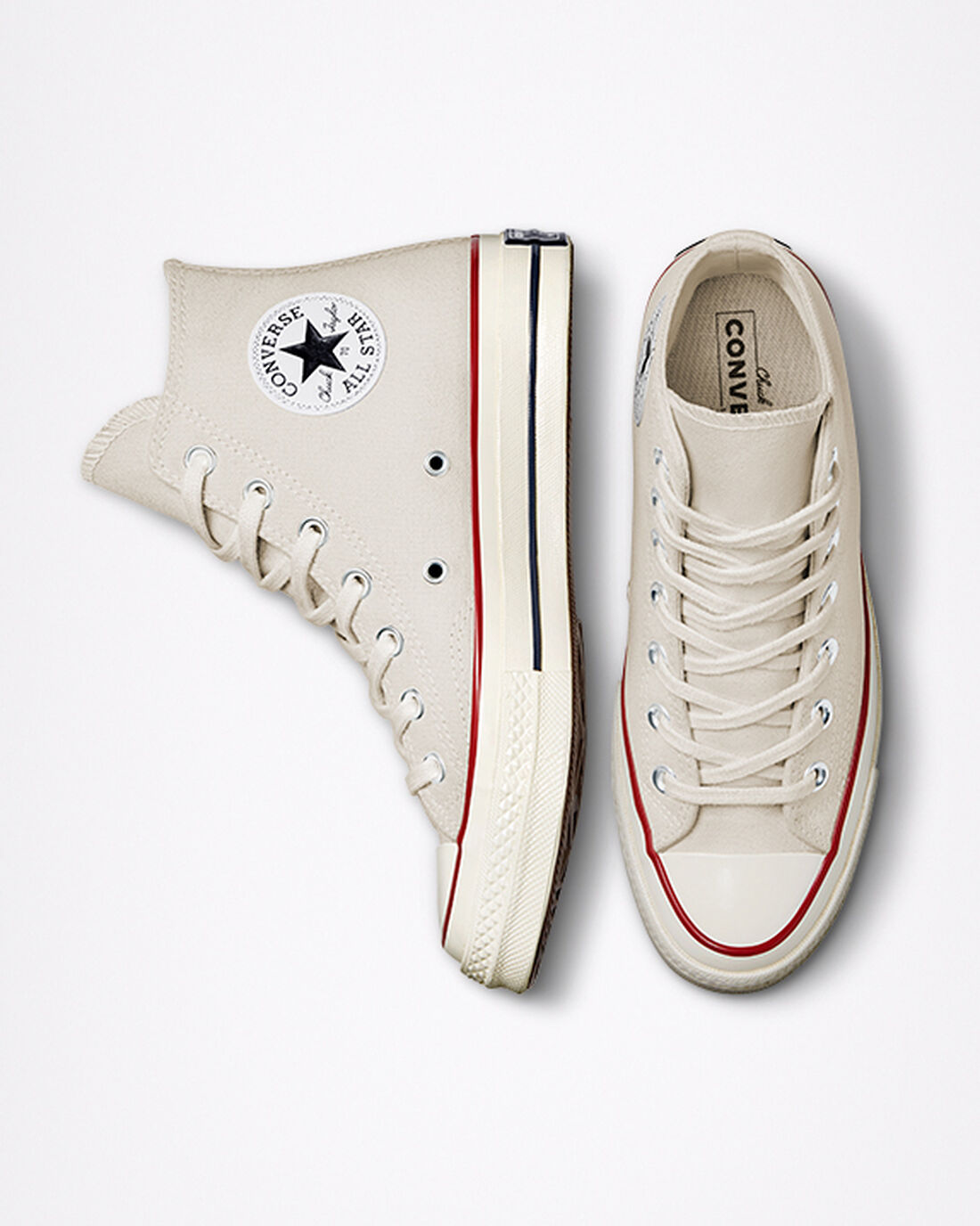 Converse Chuck 70 Vintage Canvas Höga Sneakers Herr Beige/MörkRöda | Sverige-48061