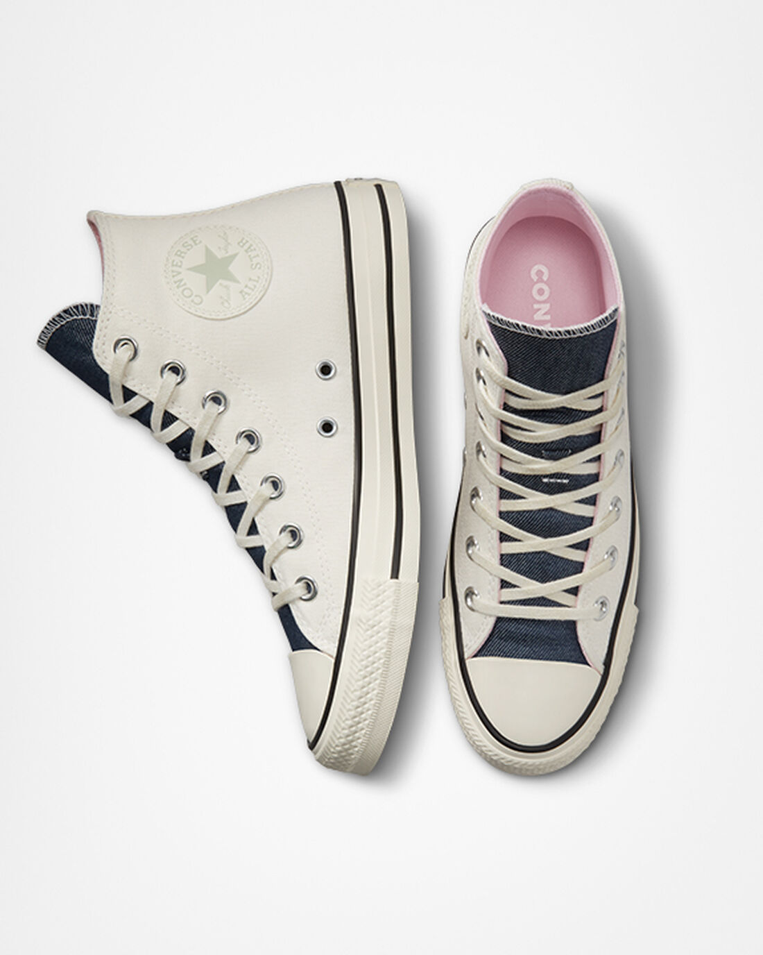 Converse Chuck Taylor All Star Denim Höga Sneakers Dam Beige/Marinblå/Olivgröna | Sverige-04925