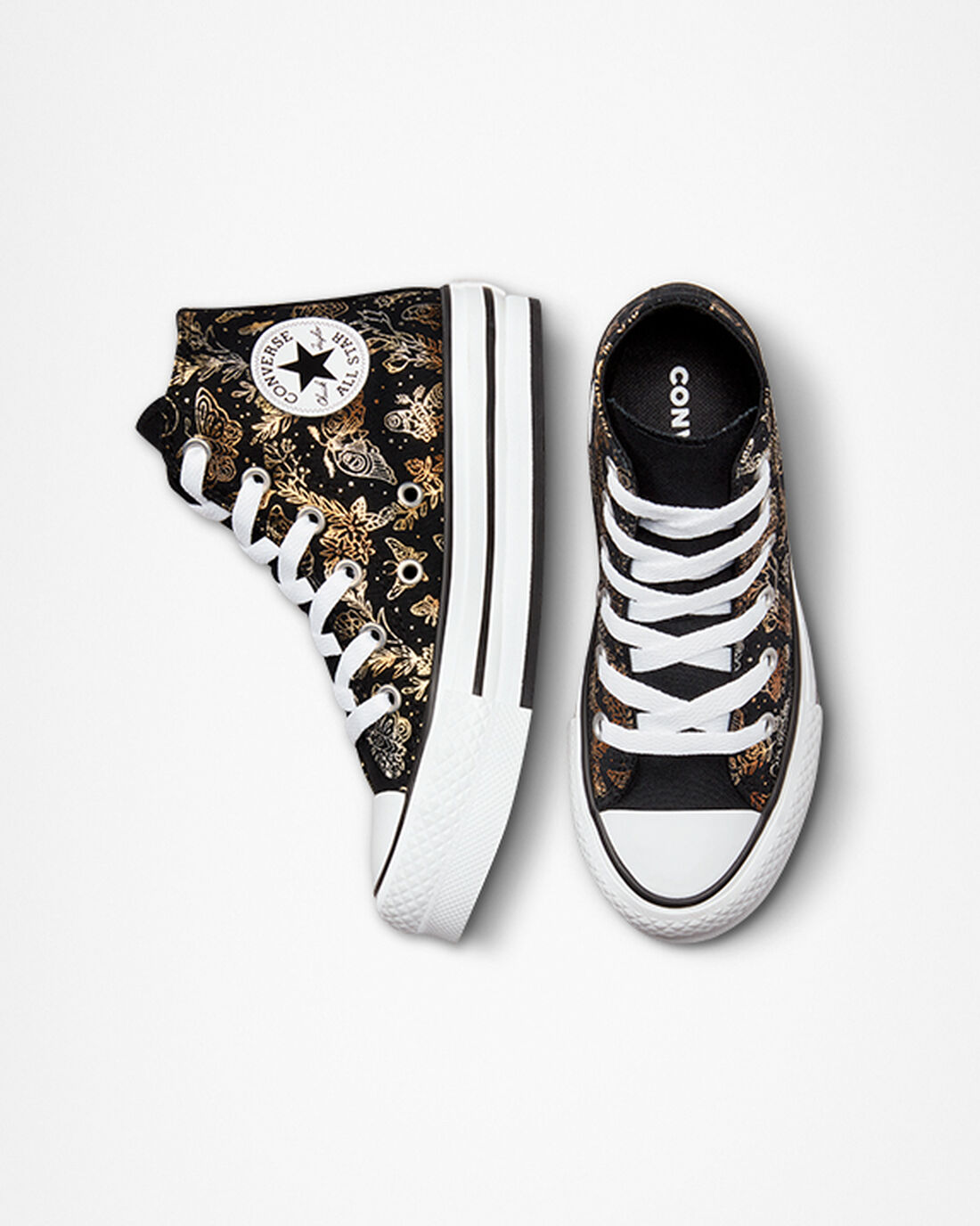 Converse Chuck Taylor All Star EVA Lift Höga Sneakers Tjej Svarta/Guld/Vita | Sverige-51097