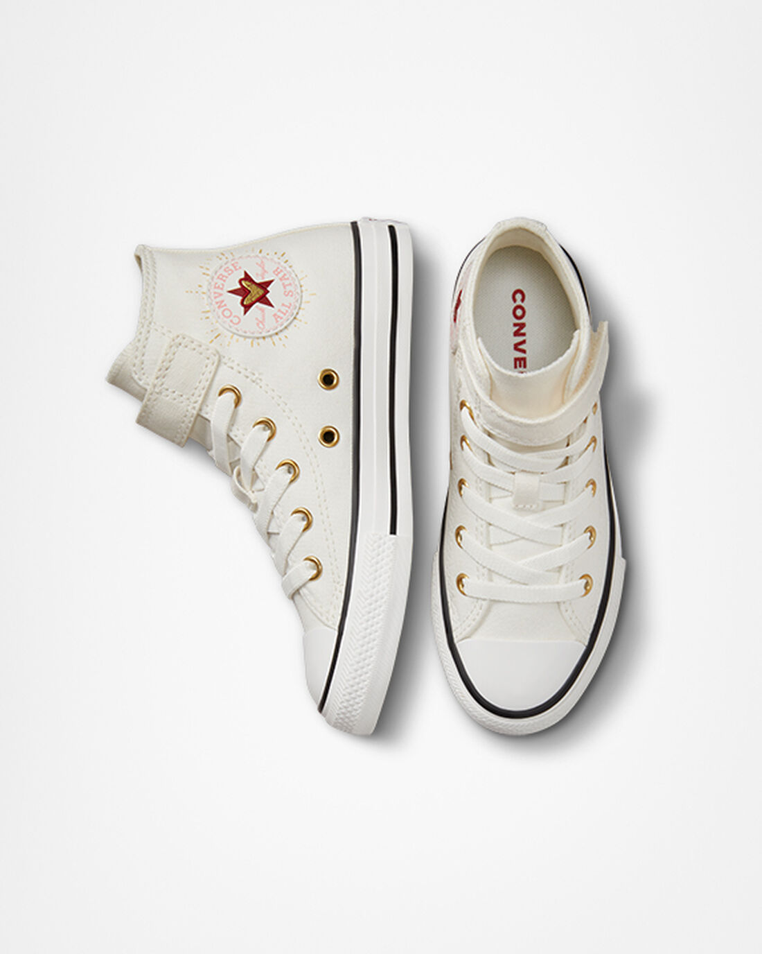 Converse Chuck Taylor All Star Easy-On Hearts Höga Sneakers Tjej Vita/MörkRöda | Sverige-40361