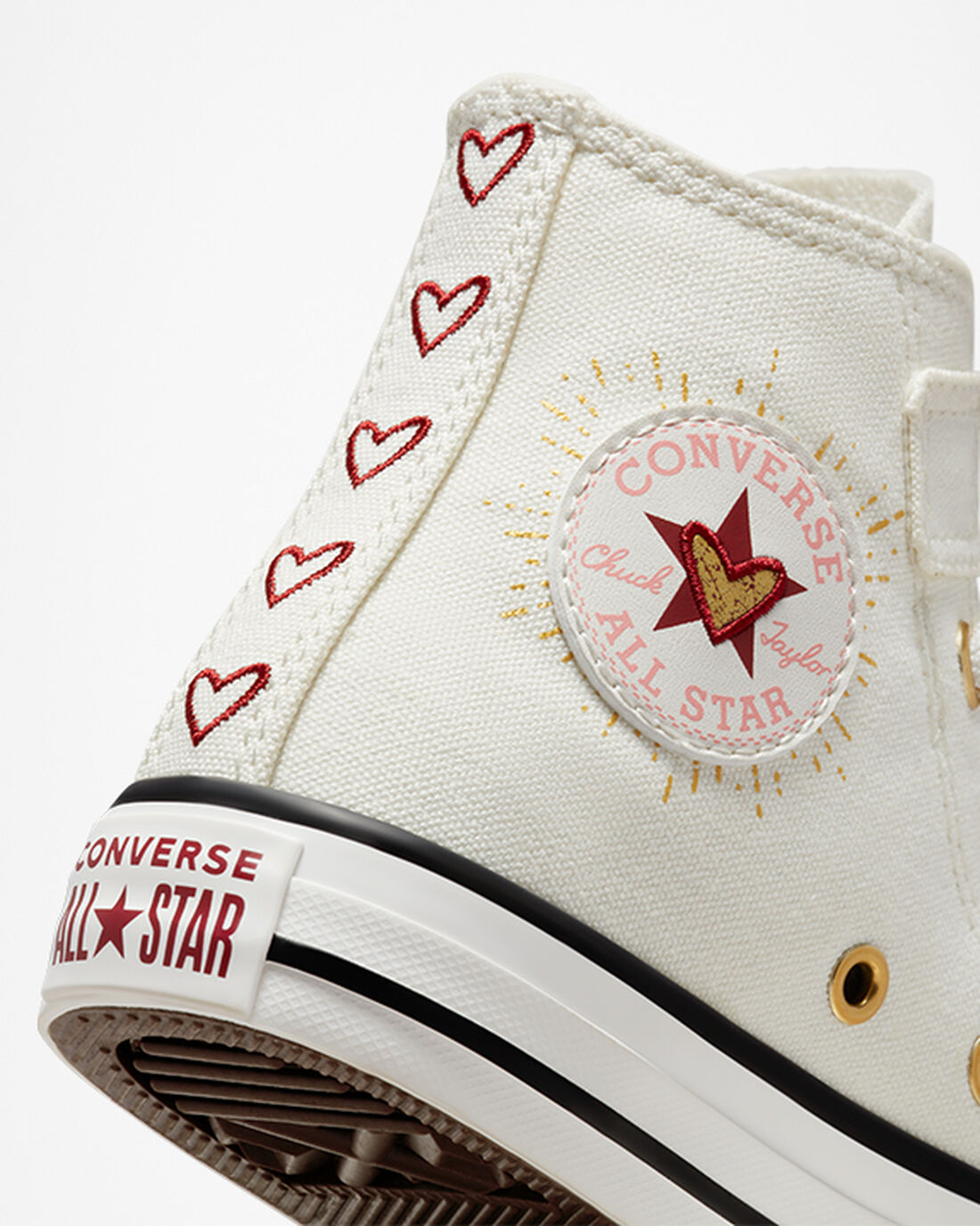 Converse Chuck Taylor All Star Easy-On Hearts Höga Sneakers Tjej Vita/MörkRöda | Sverige-40361