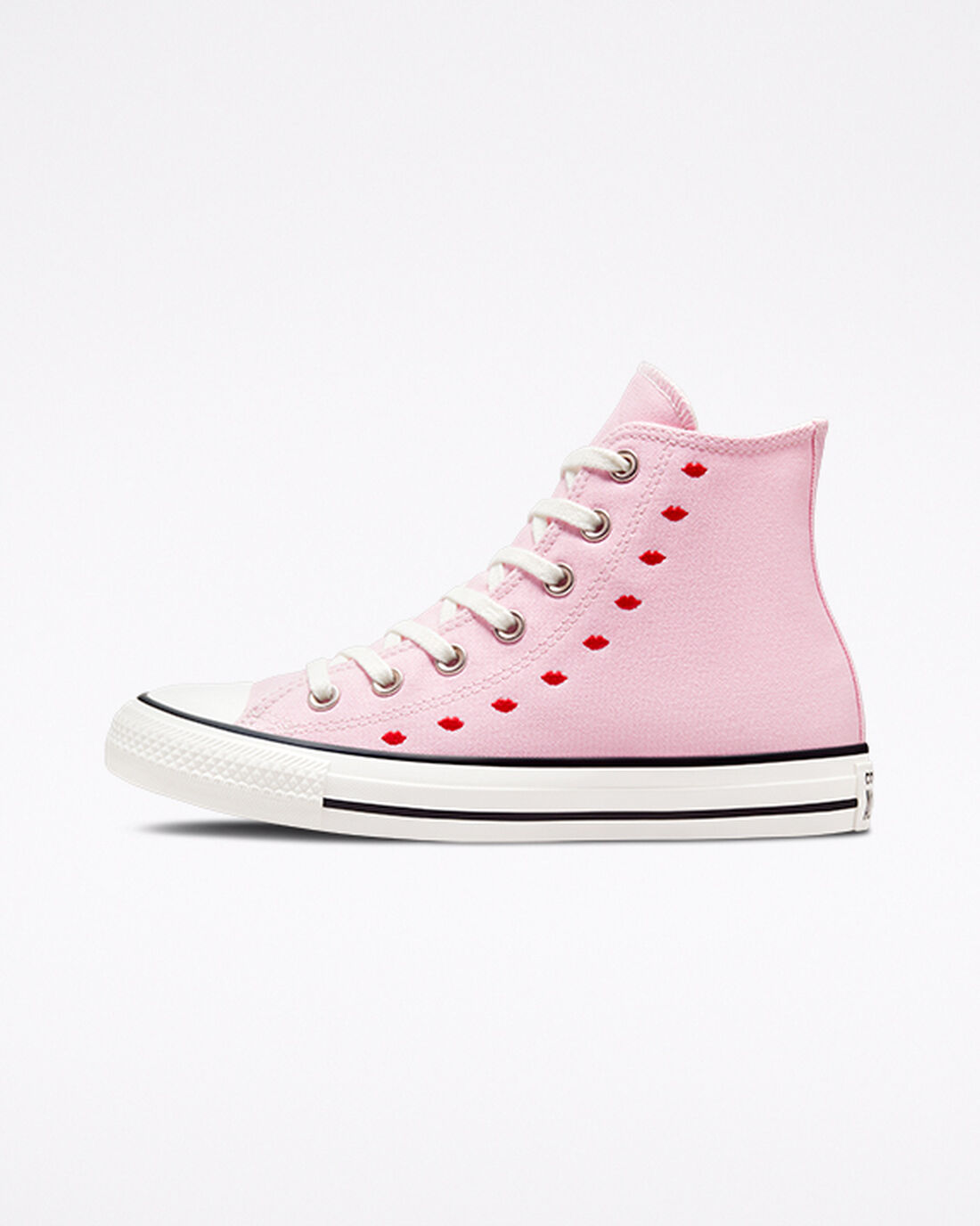 Converse Chuck Taylor All Star Embroidered Lips Höga Sneakers Dam Rosa/Vita | Sverige-14358