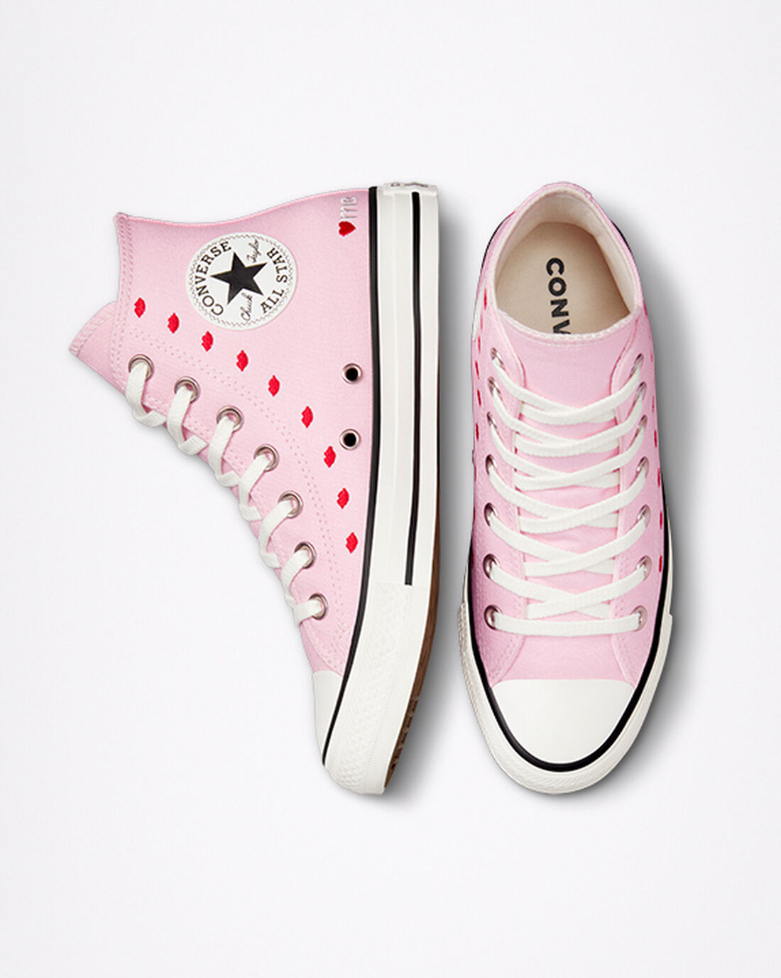 Converse Chuck Taylor All Star Embroidered Lips Höga Sneakers Dam Rosa/Vita | Sverige-14358