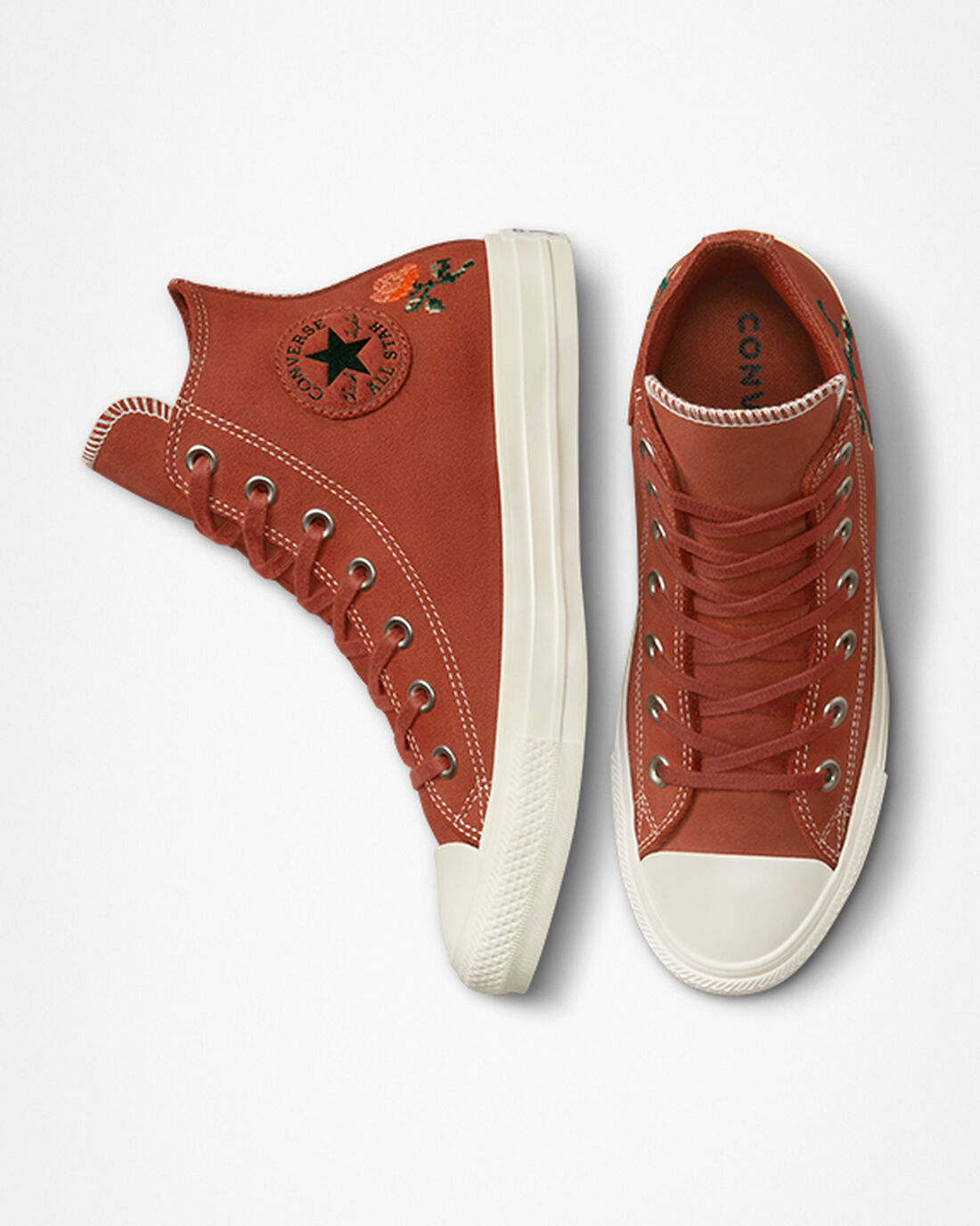 Converse Chuck Taylor All Star Embroidered Roses Höga Sneakers Dam Orange | Sverige-30625