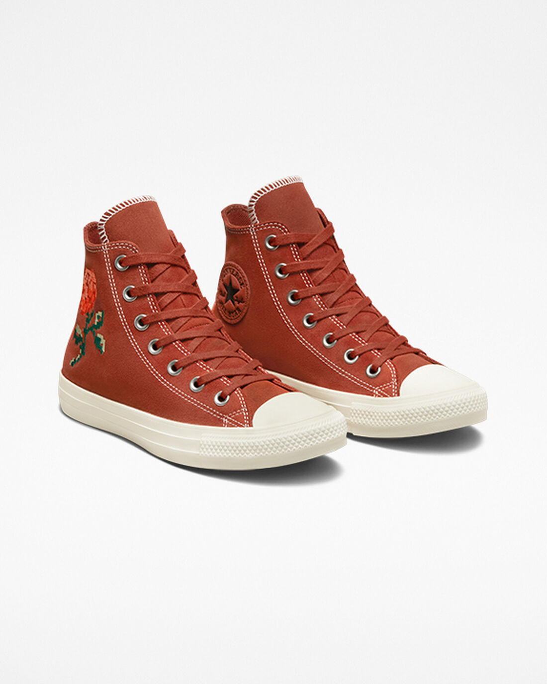 Converse Chuck Taylor All Star Embroidered Roses Höga Sneakers Dam Orange | Sverige-30625