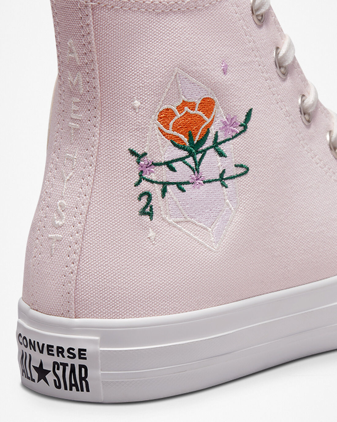 Converse Chuck Taylor All Star Embroidered Crystals Höga Sneakers Dam Rosa/Vita | Sverige-48065