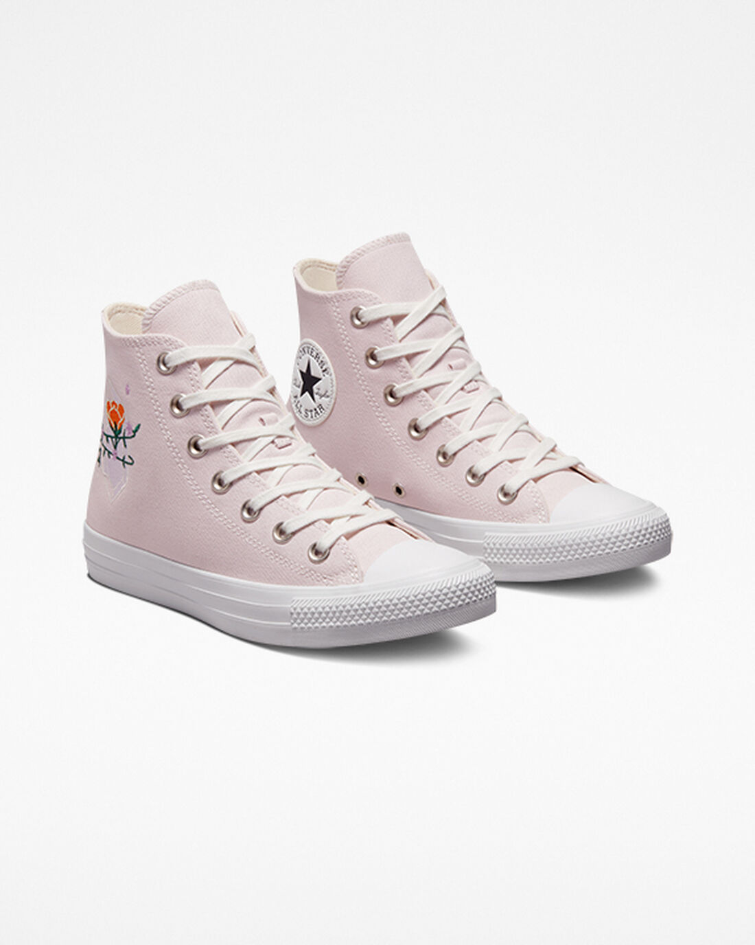 Converse Chuck Taylor All Star Embroidered Crystals Höga Sneakers Dam Rosa/Vita | Sverige-48065