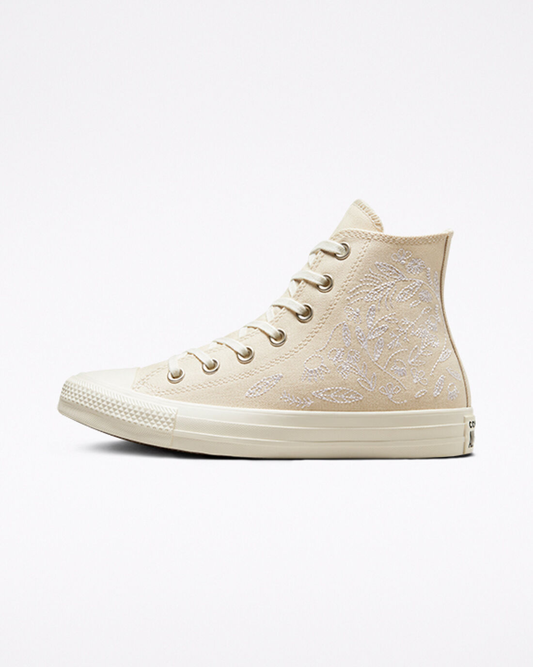 Converse Chuck Taylor All Star Embroidered Floral Höga Sneakers Dam Beige | Sverige-63085